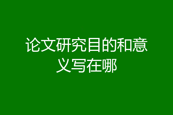 论文研究目的和意义写在哪