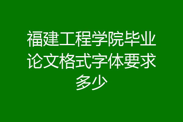 福建工程学院毕业论文格式字体要求多少