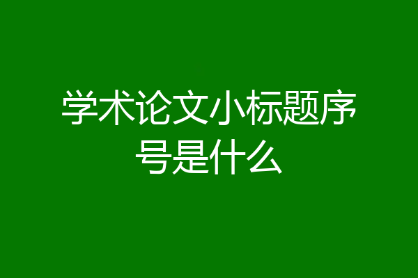 学术论文小标题序号是什么