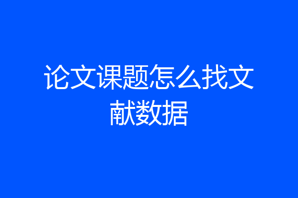 论文课题怎么找文献数据