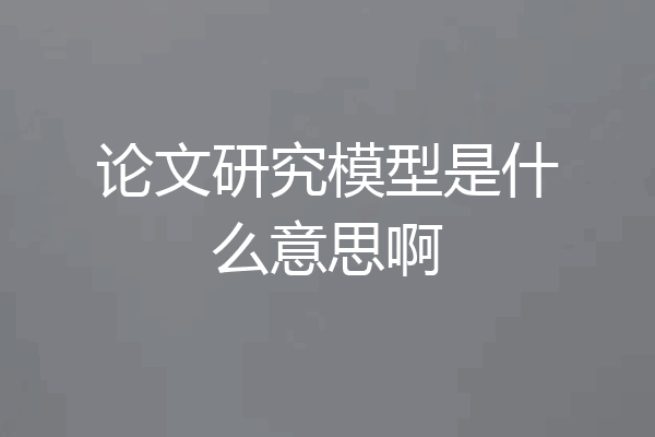 论文研究模型是什么意思啊