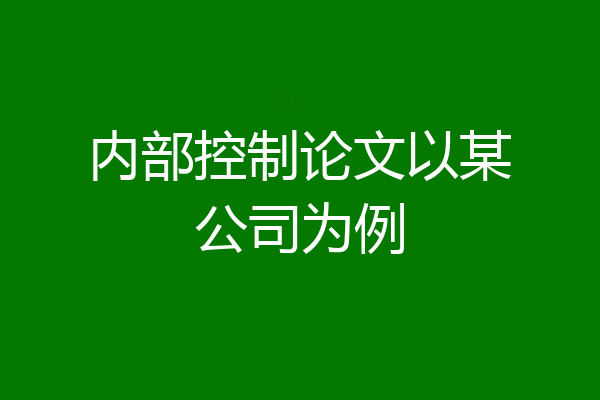 内部控制论文以某公司为例