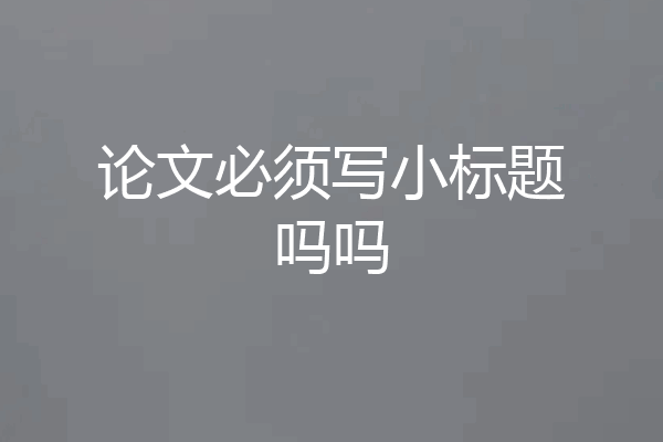 论文必须写小标题吗吗
