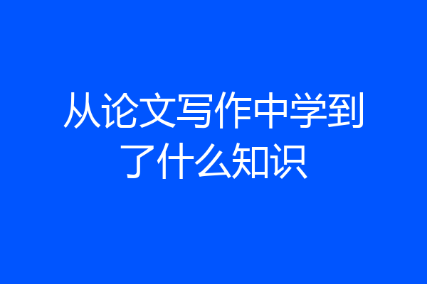 从论文写作中学到了什么知识