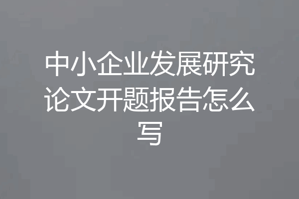 中小企业发展研究论文开题报告怎么写