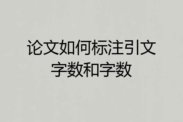 论文如何标注引文字数和字数