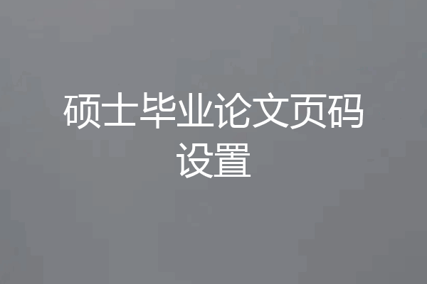 硕士毕业论文页码设置