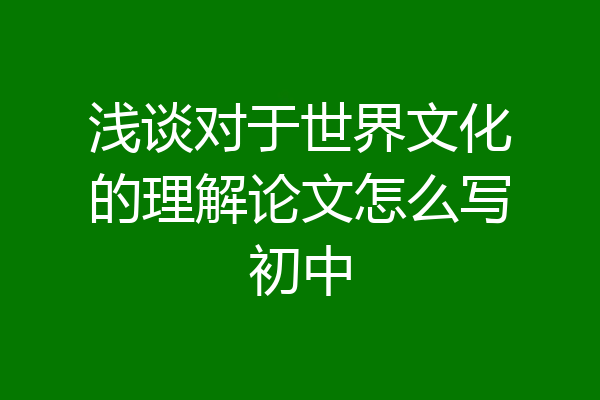 浅谈对于世界文化的理解论文怎么写初中