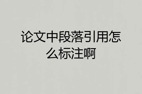 论文中段落引用怎么标注啊