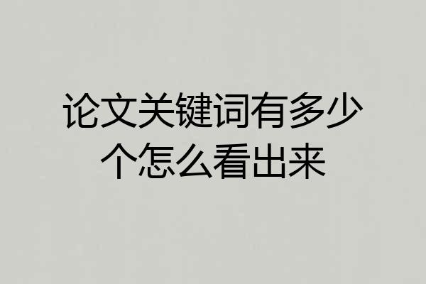 论文关键词有多少个怎么看出来