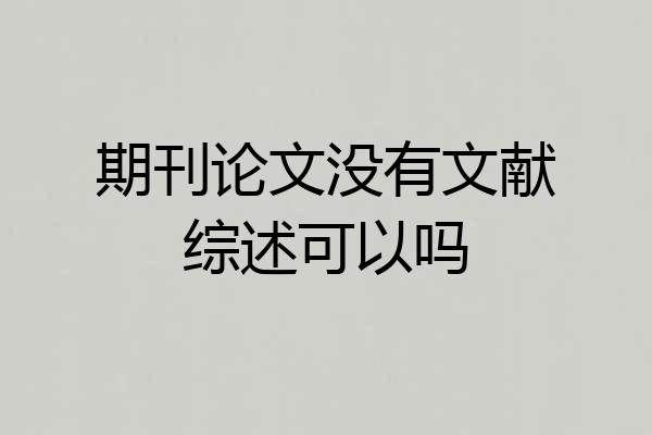 期刊论文没有文献综述可以吗