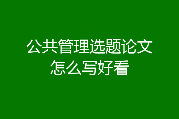 公共管理选题论文怎么写好看