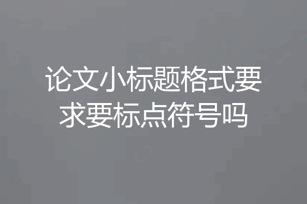 论文小标题格式要求要标点符号吗