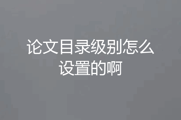 论文目录级别怎么设置的啊