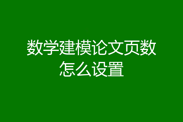 数学建模论文页数怎么设置