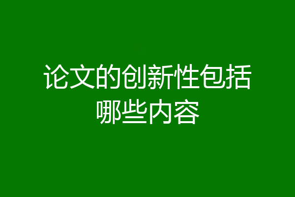 论文的创新性包括哪些内容