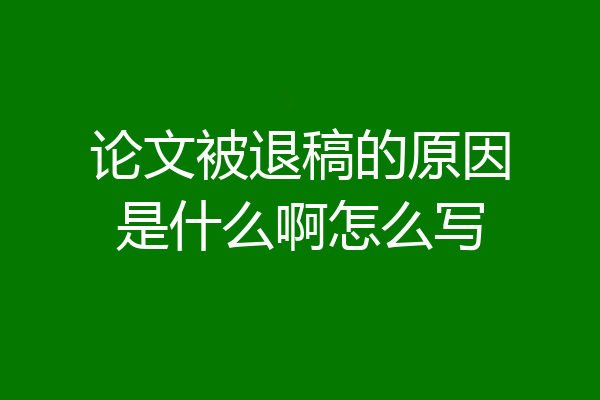 论文被退稿的原因是什么啊怎么写