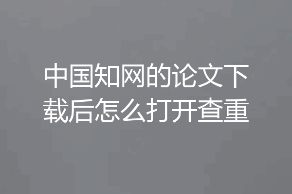 中国知网的论文下载后怎么打开查重
