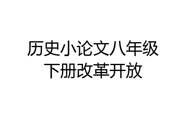 历史小论文八年级下册改革开放