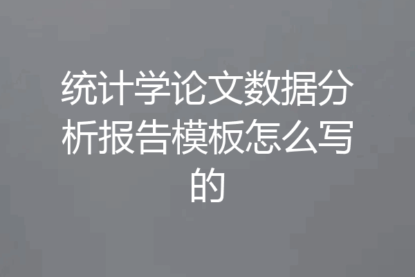 统计学论文数据分析报告模板怎么写的
