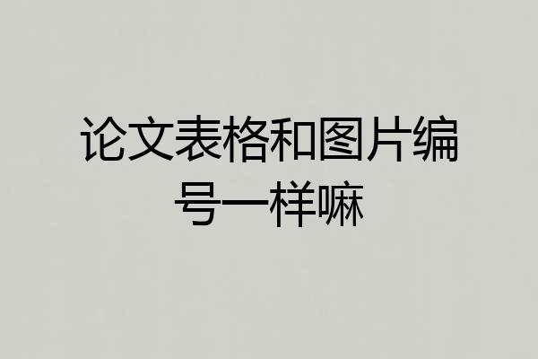 论文表格和图片编号一样嘛