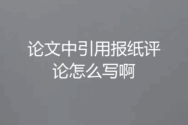 论文中引用报纸评论怎么写啊