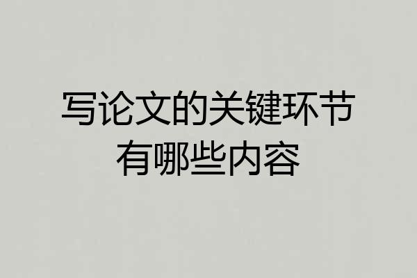 写论文的关键环节有哪些内容