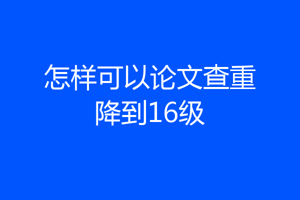 怎样可以论文查重降到16级
