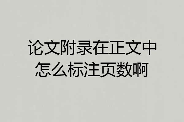 论文附录在正文中怎么标注页数啊