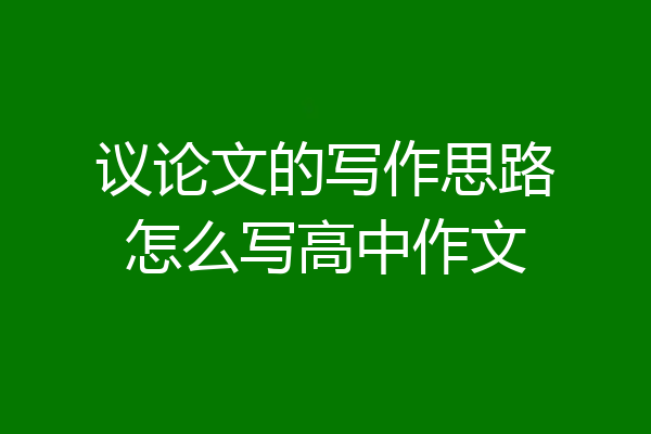 议论文的写作思路怎么写高中作文