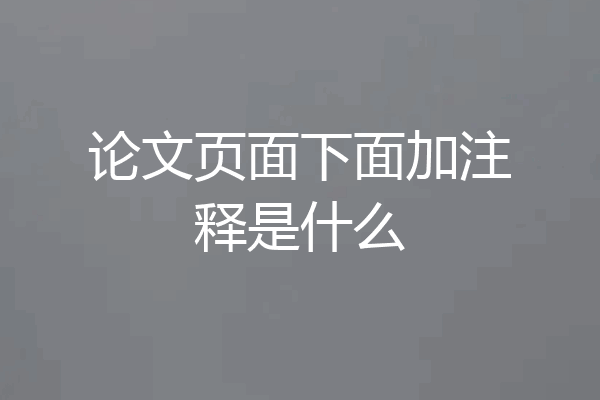 论文页面下面加注释是什么