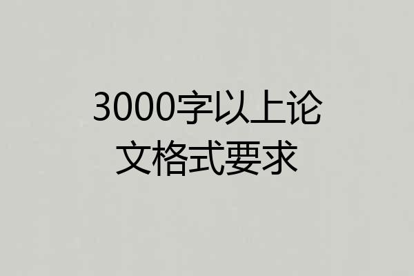 3000字以上论文格式要求