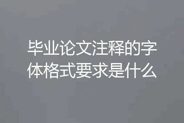 毕业论文注释的字体格式要求是什么