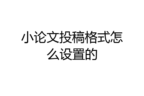 小论文投稿格式怎么设置的