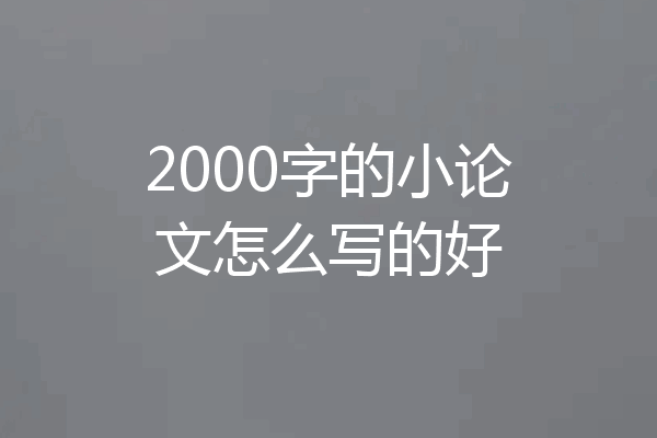 2000字的小论文怎么写的好