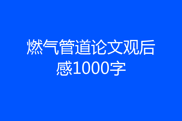 燃气管道论文观后感1000字