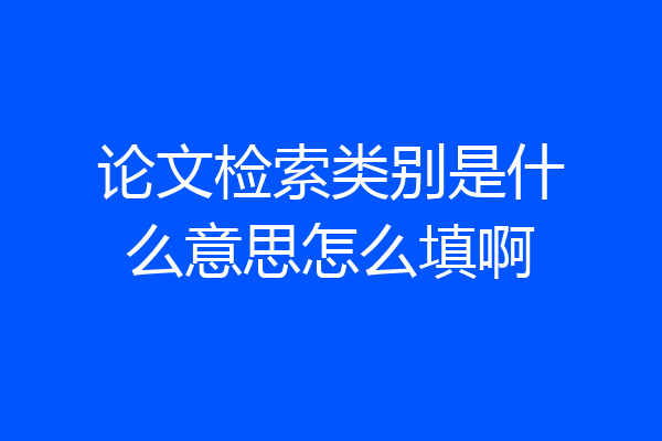 论文检索类别是什么意思怎么填啊