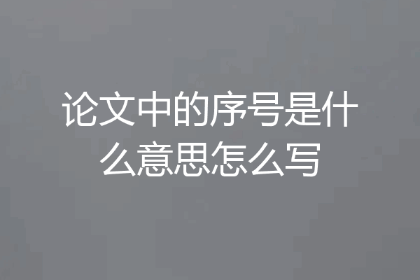 论文中的序号是什么意思怎么写