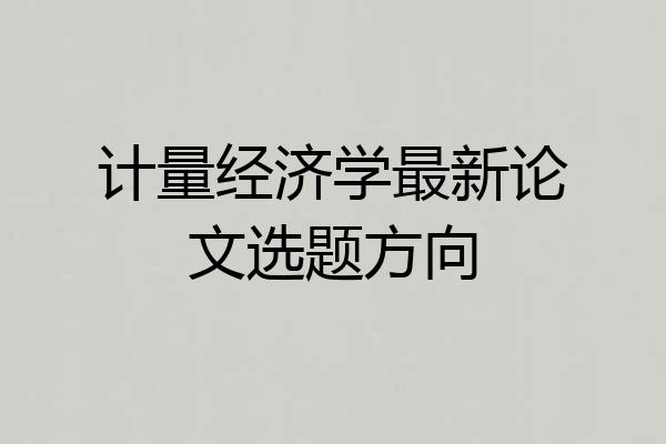 计量经济学最新论文选题方向