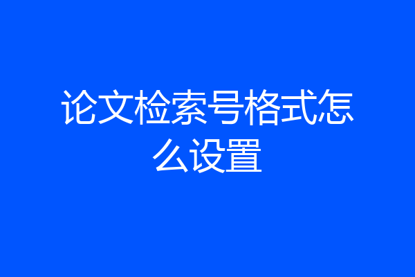 论文检索号格式怎么设置