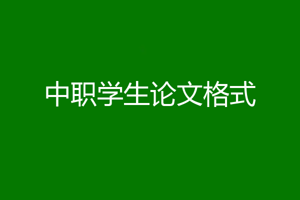 中职学生论文格式