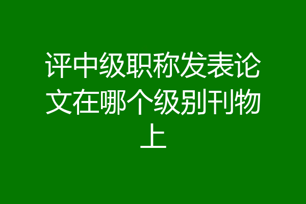 评中级职称发表论文在哪个级别刊物上