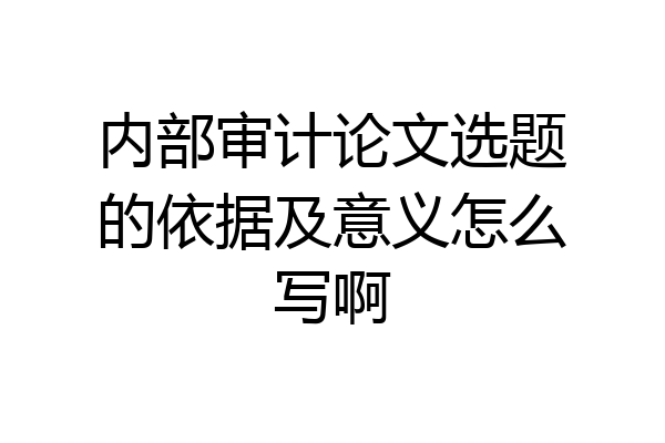 内部审计论文选题的依据及意义怎么写啊