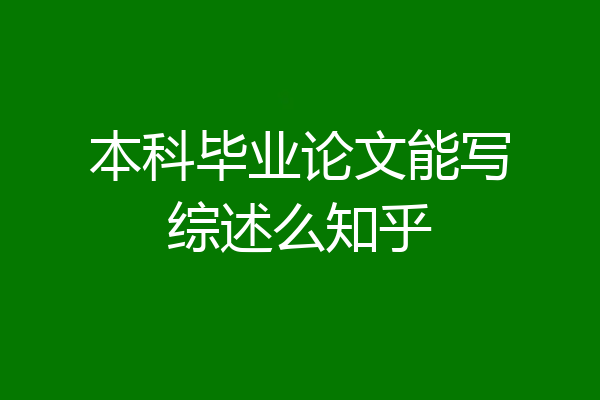本科毕业论文能写综述么知乎