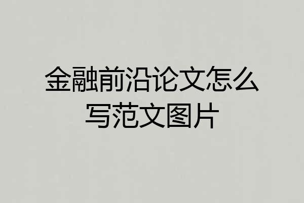 金融前沿论文怎么写范文图片