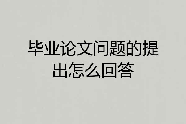 毕业论文问题的提出怎么回答