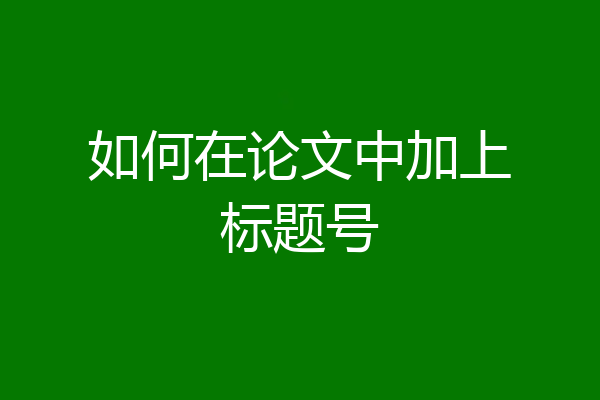 如何在论文中加上标题号