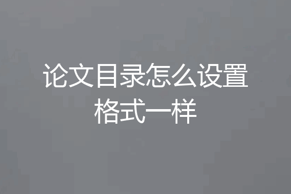 论文目录怎么设置格式一样