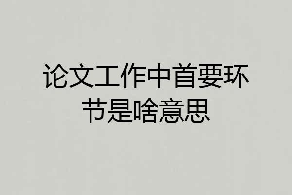 论文工作中首要环节是啥意思