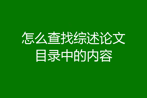 怎么查找综述论文目录中的内容